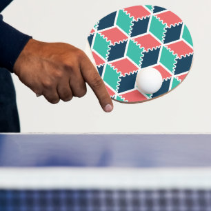 Stylish Modern Geometric Colour Cube Ping Pong Paddle