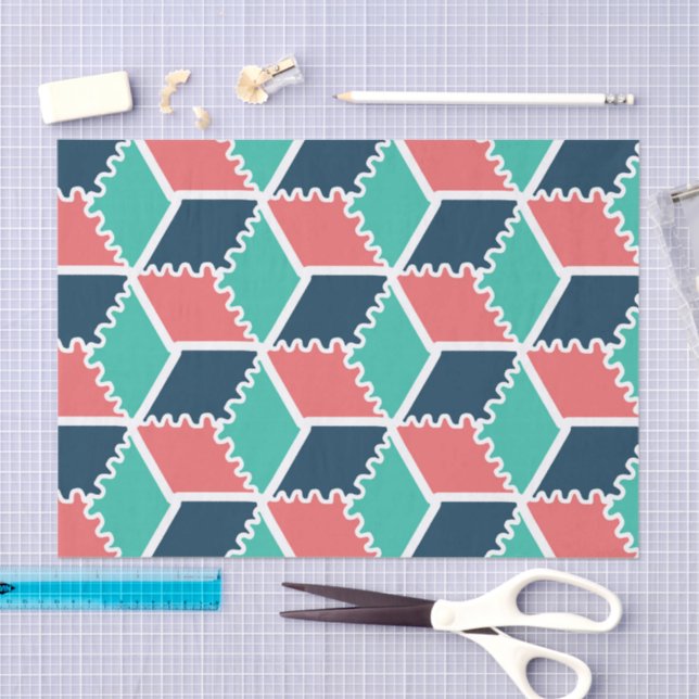 Stylish Modern Geometric Colour Cube Tissue Paper (Craft)