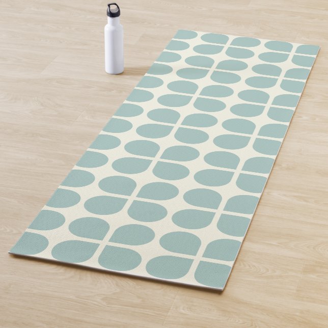 Stylish Modern Geometric Pattern in Pale Blue Grey Yoga Mat (In Situ)