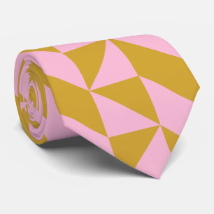 Stylish Modern Geometric Pink and Gold Pattern Tie