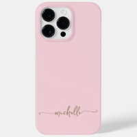 Stylish Modern Girly Blush Pink Gold Name Script