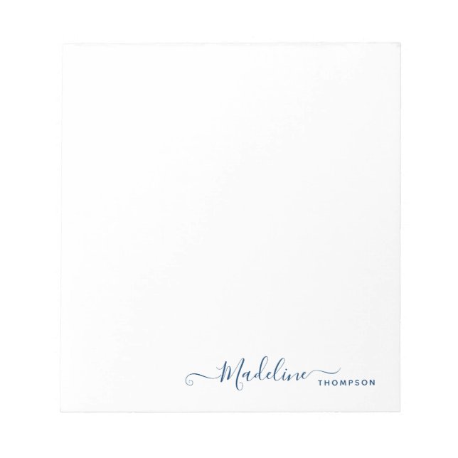 Stylish Modern Girly Script Navy Blue Notepad (Front)