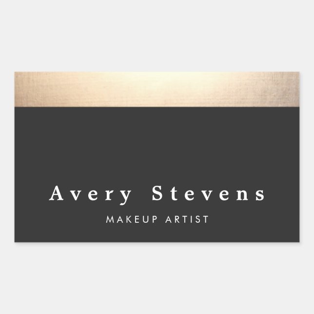 Stylish Modern Gold and Black Striped Rectangular Sticker (Front)