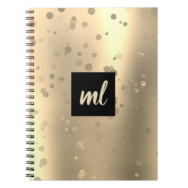 Stylish modern gold confetti dots notebook (Front)