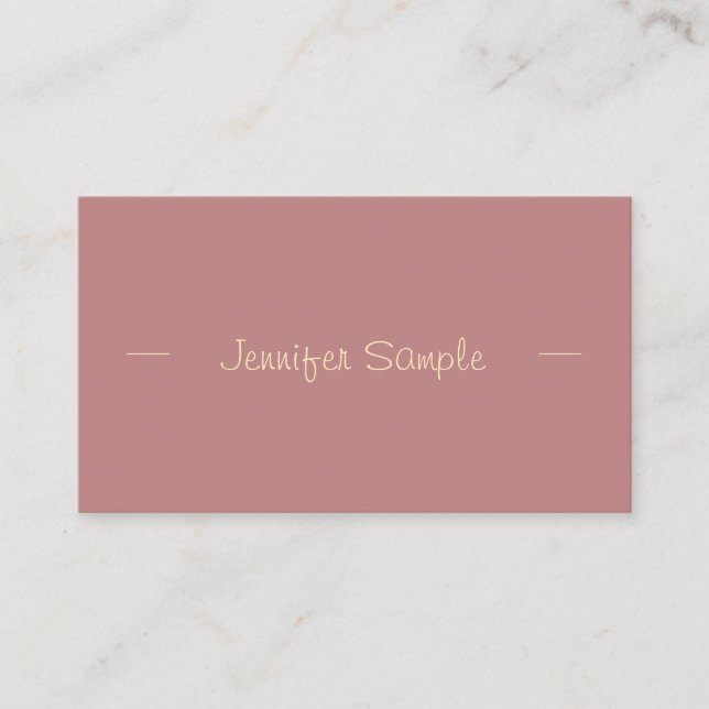 Stylish Modern Gold Hand Script Chic Red Brown Business Card (Front)