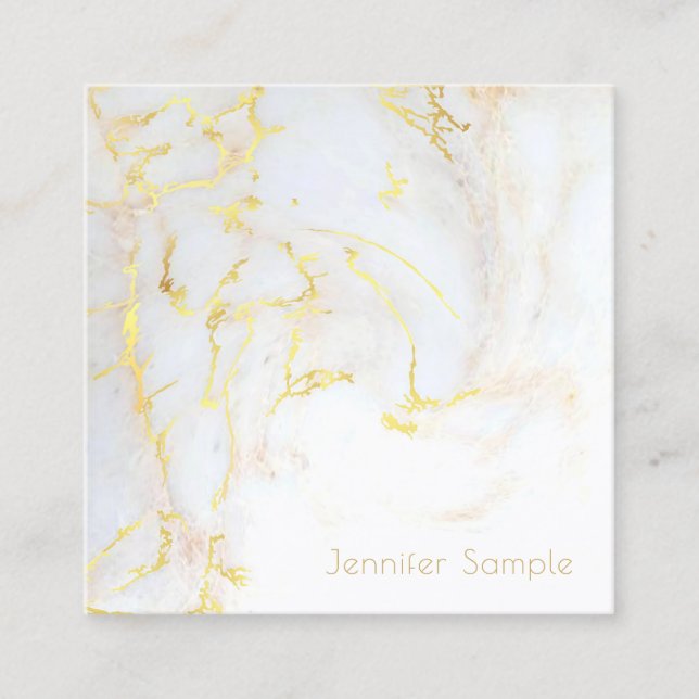 Stylish Modern Gold Marble Professional Elegant Square Business Card (Front)