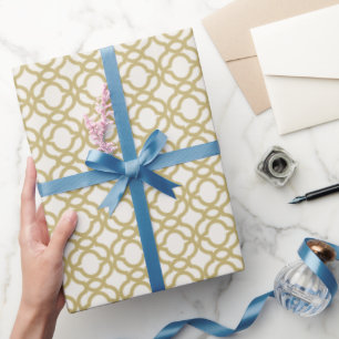 Stylish Modern Gold Quatrefoil Pattern Wedding Wrapping Paper