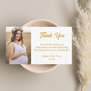 stylish modern gold thank you baby shower photo card