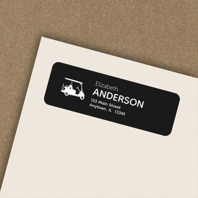 Stylish Modern Golf Cart Black Noir Return Address Label (Creator Uploaded)