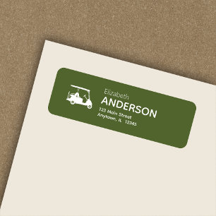Stylish Modern Golf Cart Dark Olive Return Address Label