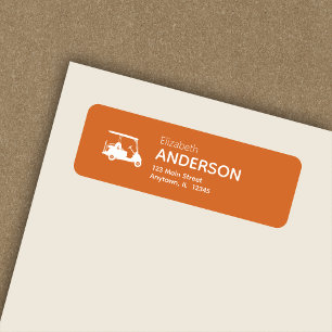 Stylish Modern Golf Cart Orange Return Address Label