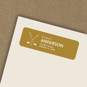 Stylish Modern Golf Clubs Gold Return Address Label