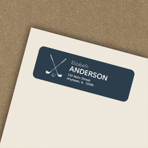 Stylish Modern Golf Clubs Navy Blue Return Address Label