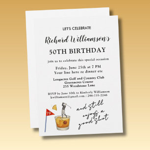 Stylish Modern Golf Humourous 50th Birthday Party Invitation