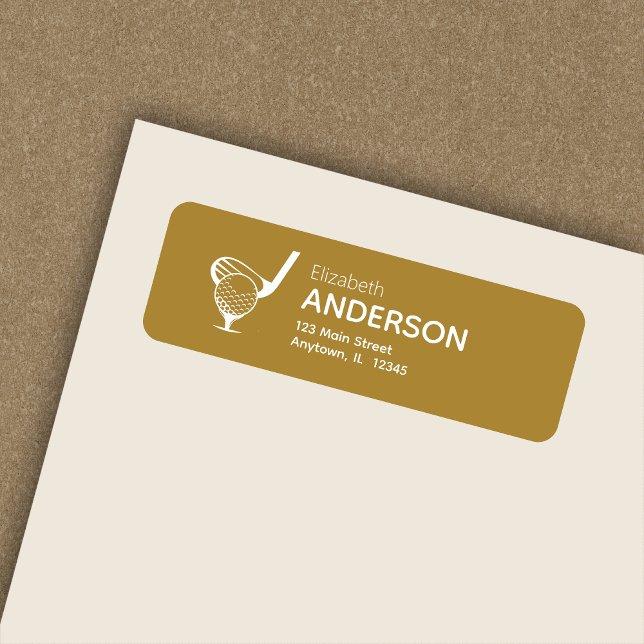 Stylish Modern Golf Tee Gold Return Address Label (Creator Uploaded)
