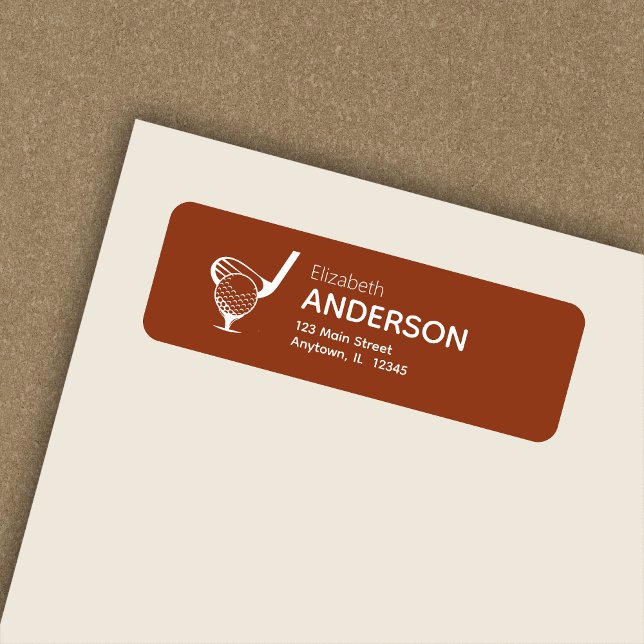 Stylish Modern Golf Tee Terracotta Return Address Label (Creator Uploaded)