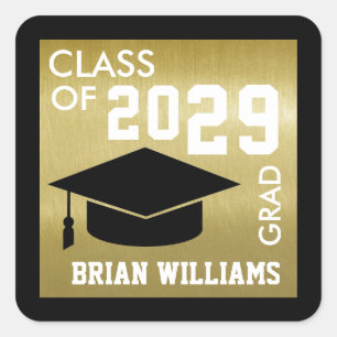 stylish & modern graduation CLASS OF faux gold  Square Sticker