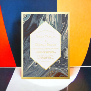 Stylish Modern Grey Abstract Painting Wedding Gold