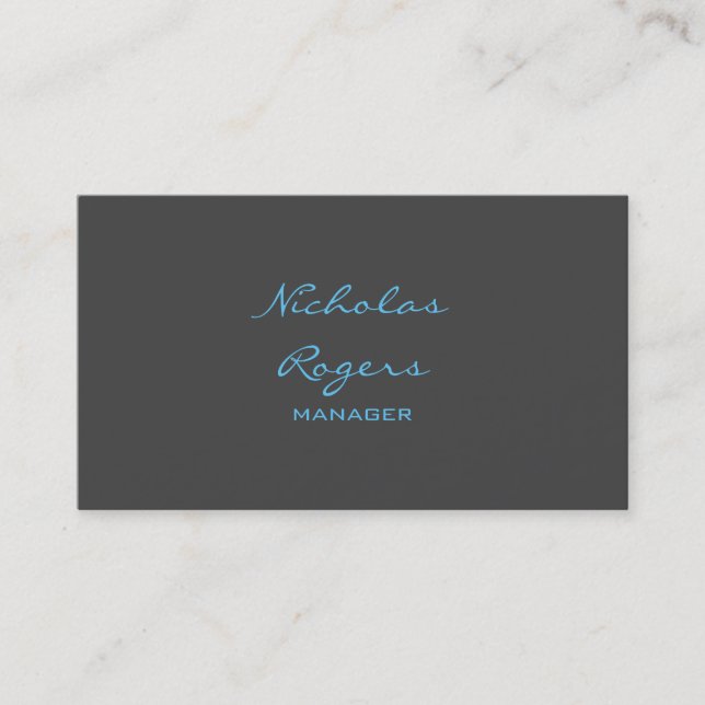 Stylish Modern Grey Blue Professional Design Business Card (Front)