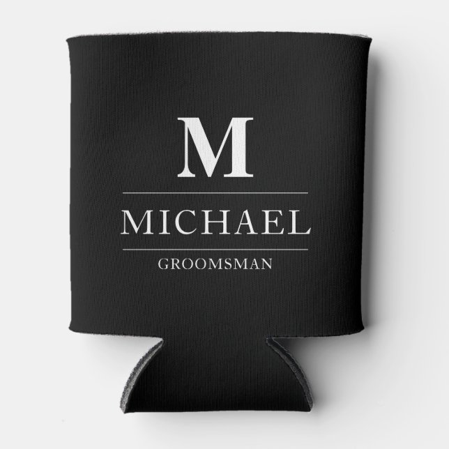 Stylish Modern Groomsmen Gifts Monogram Best Man Can Cooler (Front)