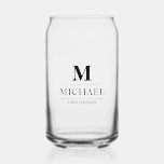 Stylish Modern Groomsmen Gifts Monogram Best Man Can Glass<br><div class="desc">This exquisite beer can glass be custom-made for each member of your wedding party. It features the individual's monogrammed initial, name, and title in a classic, black minimalist design. To personalise, enter each person's name, initial, and their specific title into the provided fields to create your own unique beer glasses...</div>