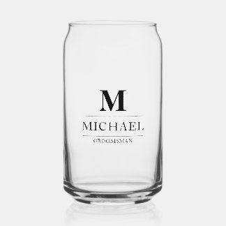 Stylish Modern Groomsmen Gifts Monogram Best Man Can Glass