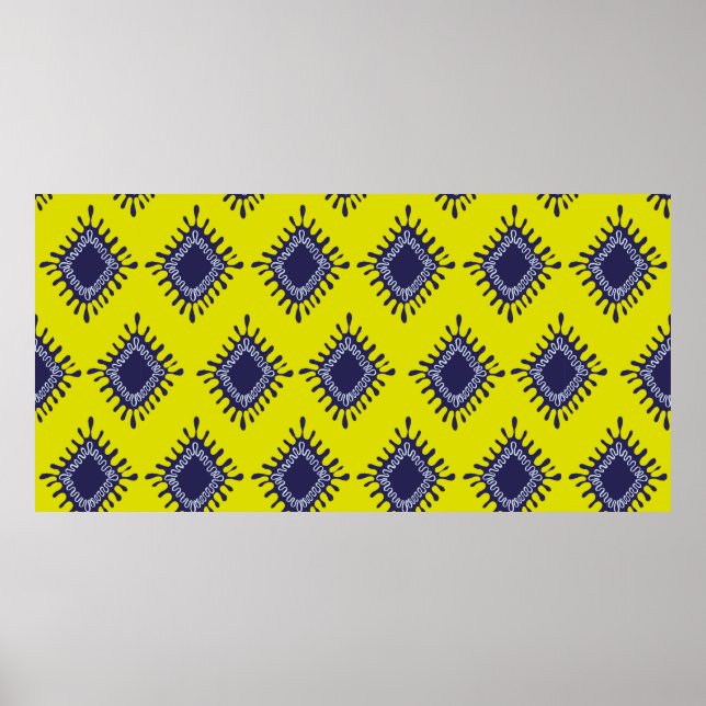 Stylish modern ikat tribal seamless pattern poster (Front)