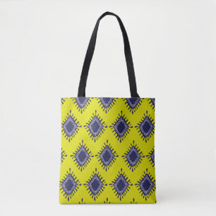 Stylish modern ikat tribal seamless pattern tote bag