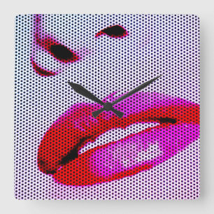 Stylish Modern Lips Art Square Wall Clock