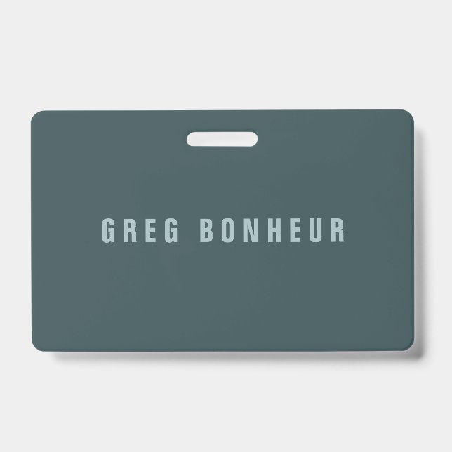 Stylish Modern Looking Name | Blue Grey ID Badge (Front)