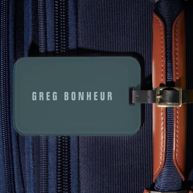 Stylish Modern Looking Name | Blue Grey Luggage Tag (Front Insitu 4)