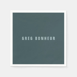 Stylish Modern Looking Name   Blue Grey Napkin