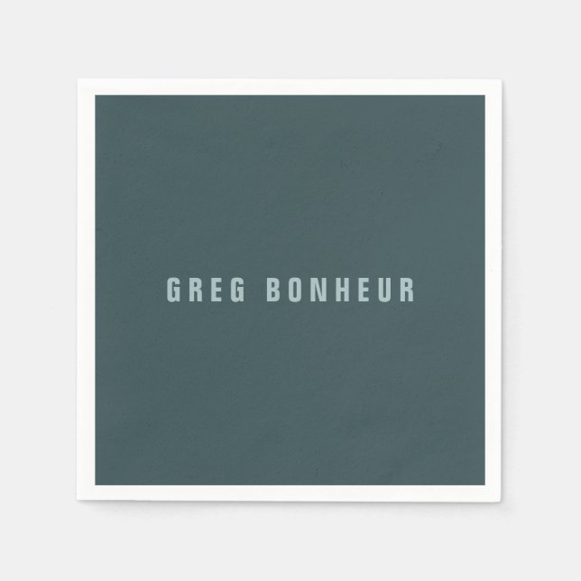 Stylish Modern Looking Name | Blue Grey Napkin (Front)