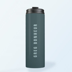 Stylish Modern Looking Name   Blue Grey Thermal Tumbler