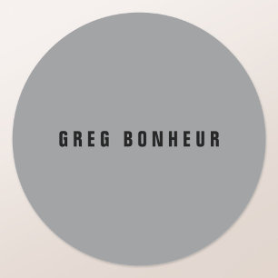 Stylish Modern Looking Name Grey & Black Classic Round Sticker