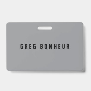 Stylish Modern Looking Name Grey & Black ID Badge