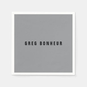 Stylish Modern Looking Name   Grey & Black Napkin