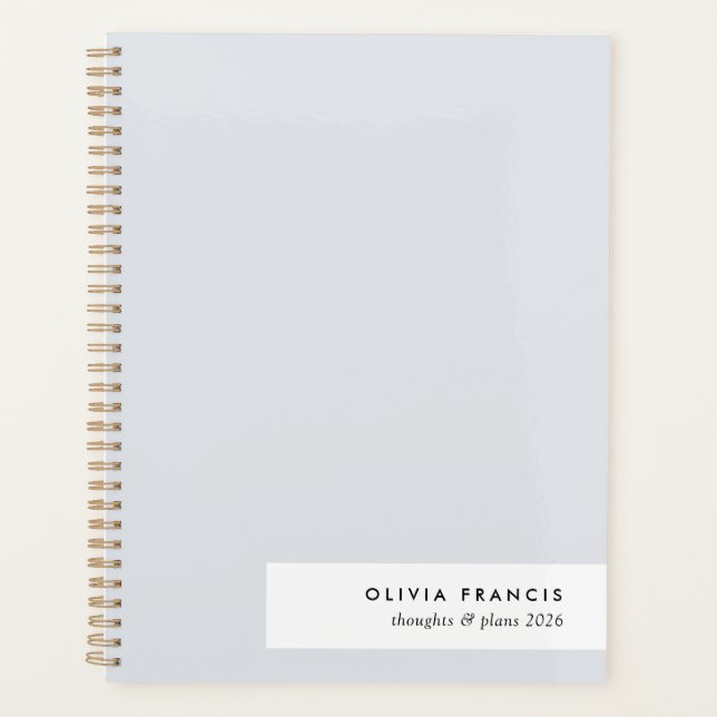 Stylish Modern Minimal Blue Grey Colorblock 2026 Planner (Front)