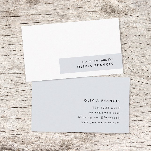 Stylish Modern Minimal Blue Grey Colorblock Business Card (Creator Uploaded)