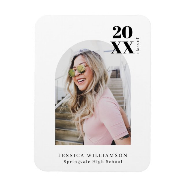 Stylish Modern Minimalist Arch Graduation Photo An Magnet (Vertical)