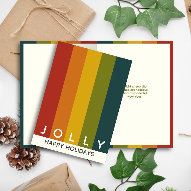 Stylish Modern Minimalist Colour Stripes Christmas Holiday Card (Creator Uploaded)