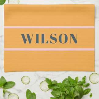 Stylish Modern Minimalist Retro Orange & Pink  Tea Towel