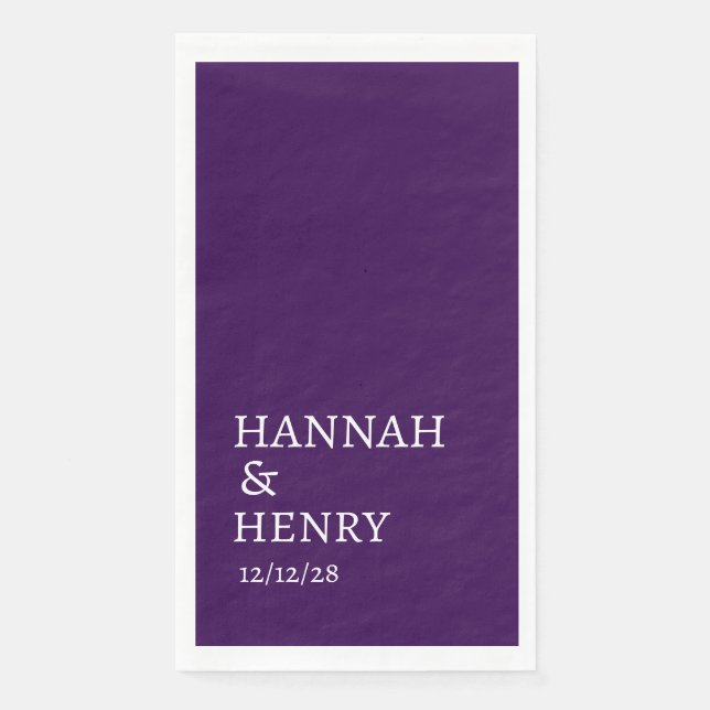 STYLISH MODERN MINIMALIST SCRIPT CUSTOM WEDDING  NAPKIN (Front)