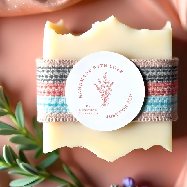 Stylish Modern Minimalist Wildflowers Bouquet  Rubber Stamp (Stylish Modern Minimalist Wildflowers Bouquet Rubber Stamps with Handmade Quote Artisans Business)