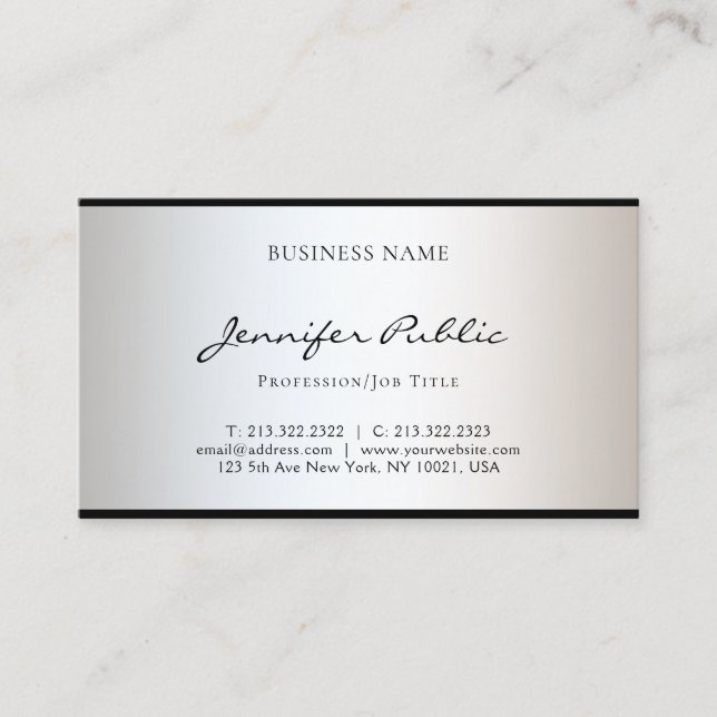 Stylish Modern Minimalistic Design Simple Glamour Business Card (Front)