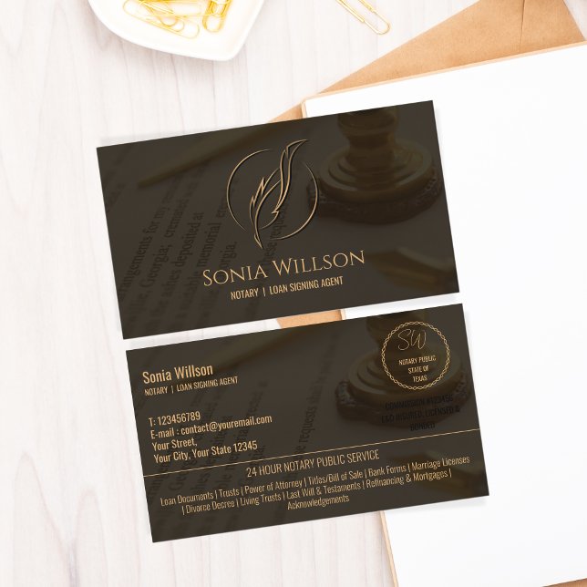 Stylish Modern Mobile Notary & Loan Signing Agent Business Card (Creator Uploaded)