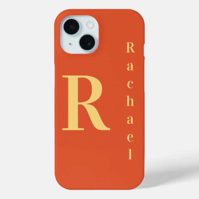 Stylish Modern Monogram Name Burnt Orange Case-Mate iPhone Case (Back)