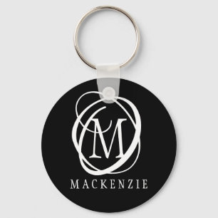 Stylish Modern Monogram Name Key Ring