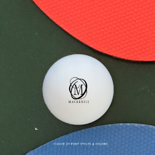Stylish Modern Monogram Name Ping Pong Ball