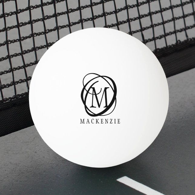 Stylish Modern Monogram Name Ping Pong Ball (Creator Uploaded)